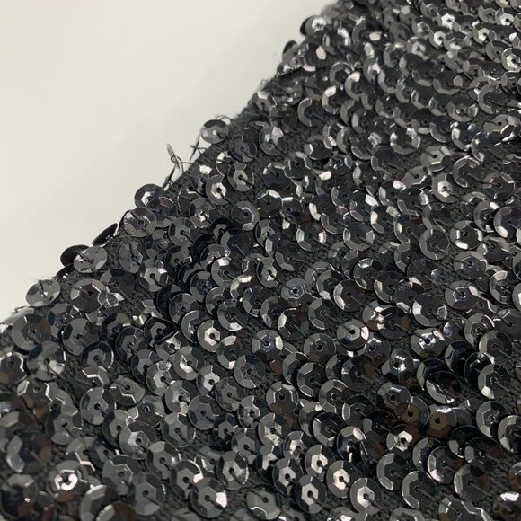 Valentina 60s Black Wool Sequin Sleeveless Shift Dress | Size L/XL - Picture 11 of 14